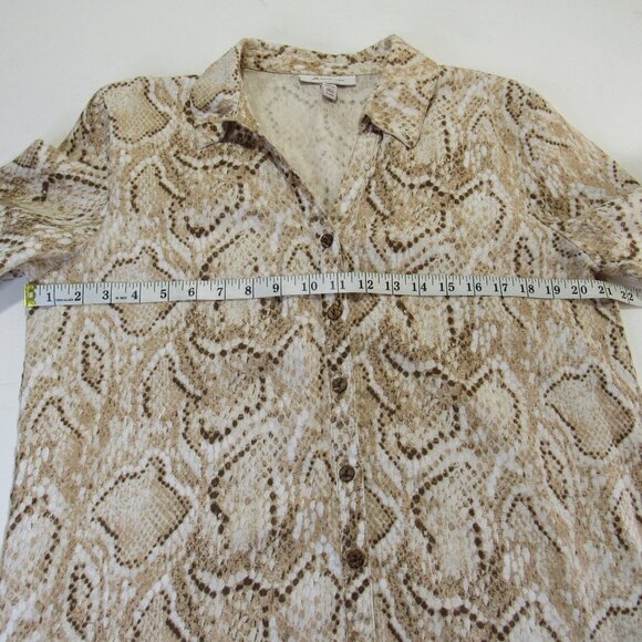 JM Collection Women's Linen Animal Print Button Front Tops Blouse Size 12 - Picture 4 of 6